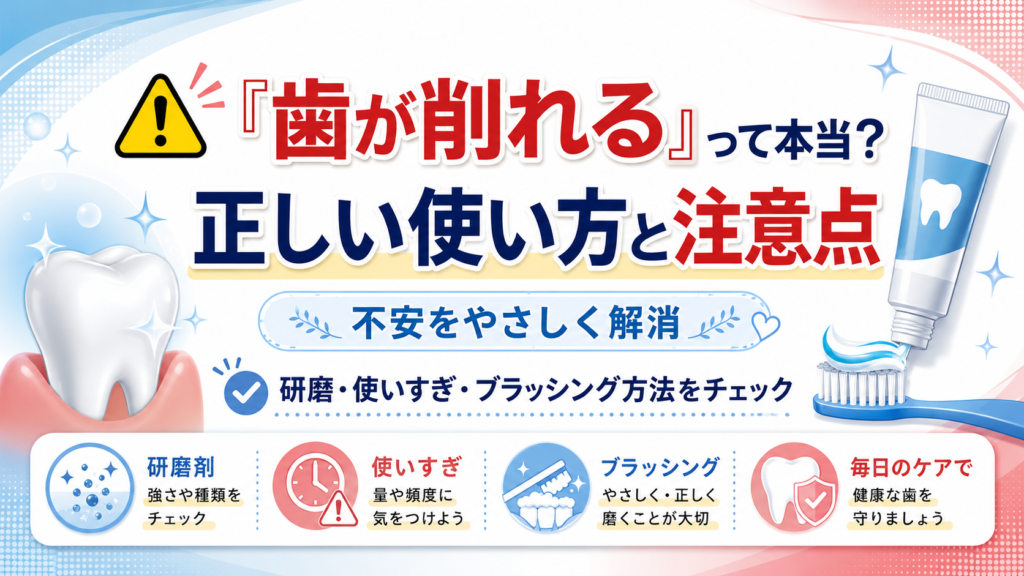 セッチマ歯磨き粉は歯が削れるのか、研磨剤や使いすぎ、ブラッシング方法の注意点を紹介する記事用見出し画像。
