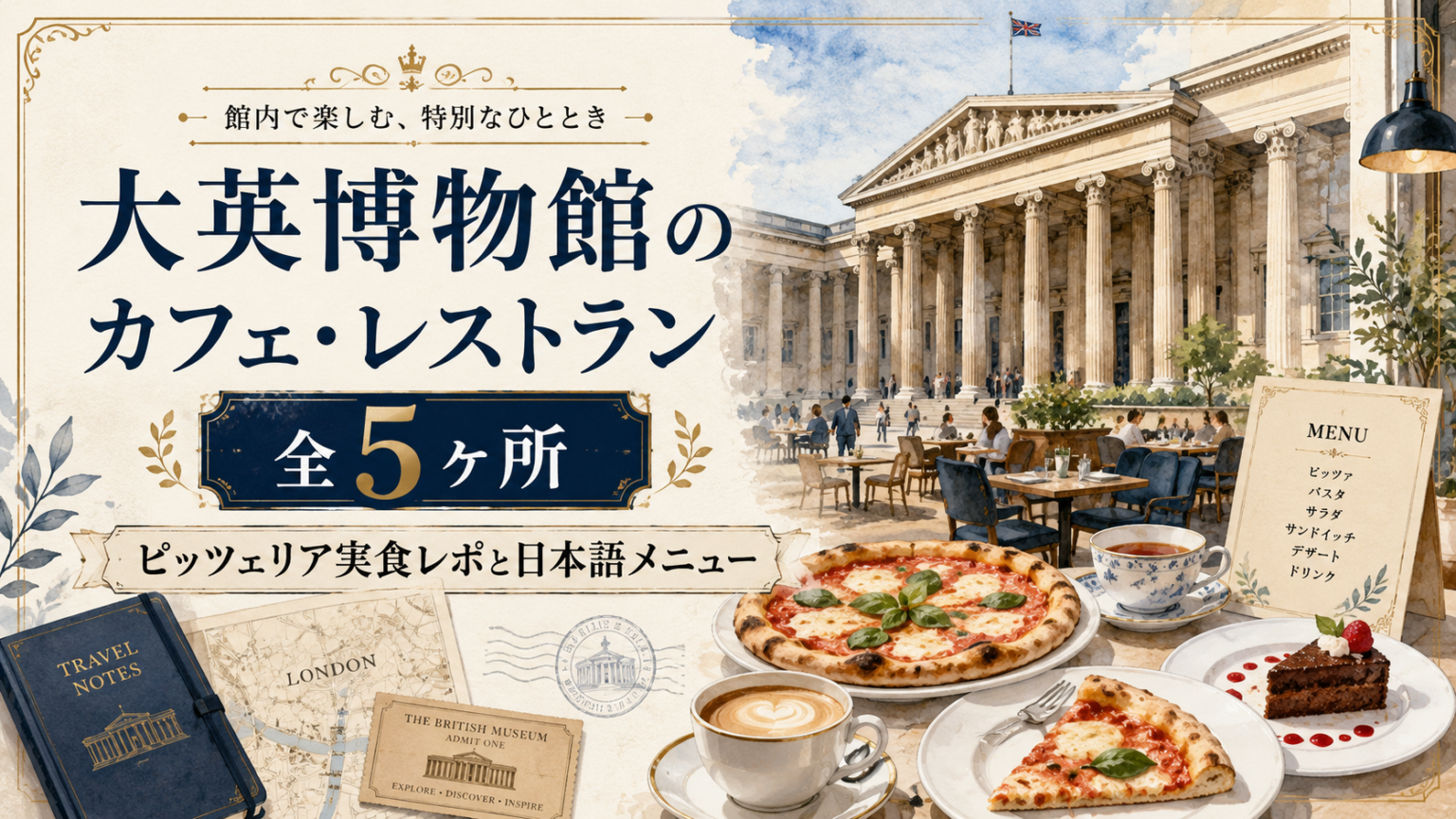 大英博物館のカフェ・レストランを紹介する記事のアイキャッチ