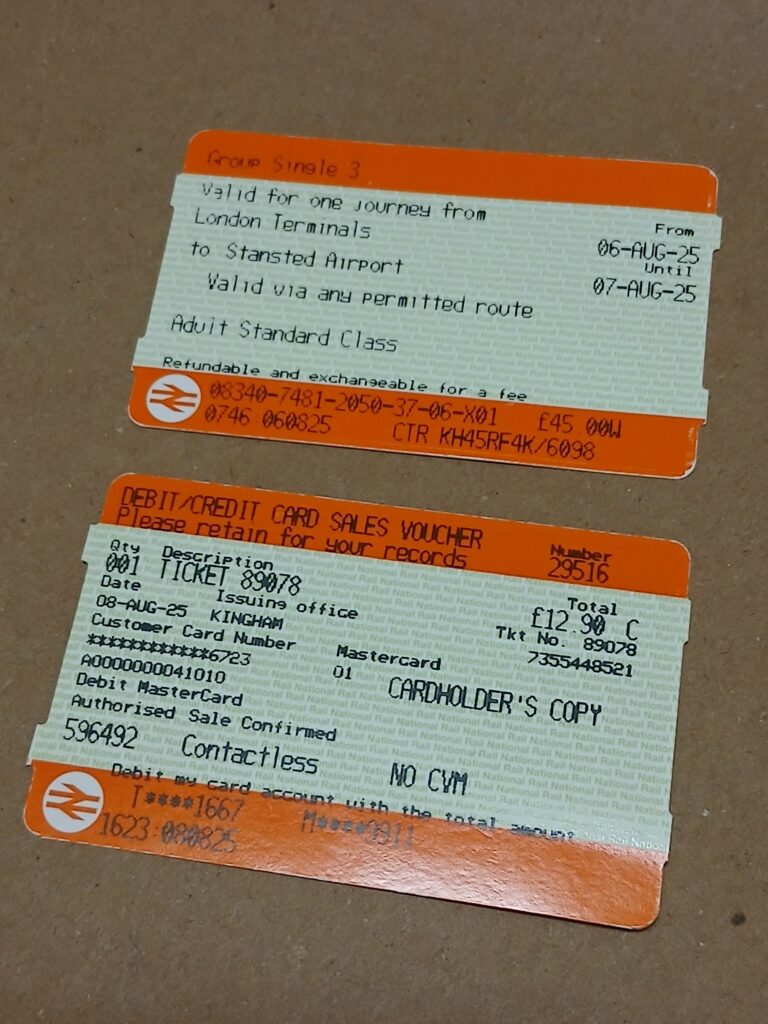 イギリス鉄道でのGroupSave(グループセーブ)チケット実際に使用したチケット