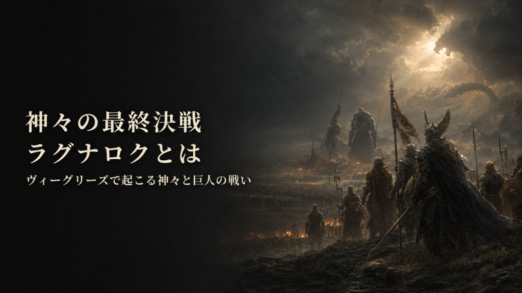 ヴィーグリーズで向かい合う北欧神話の神々と巨人を描いたラグナロクの見出し画像