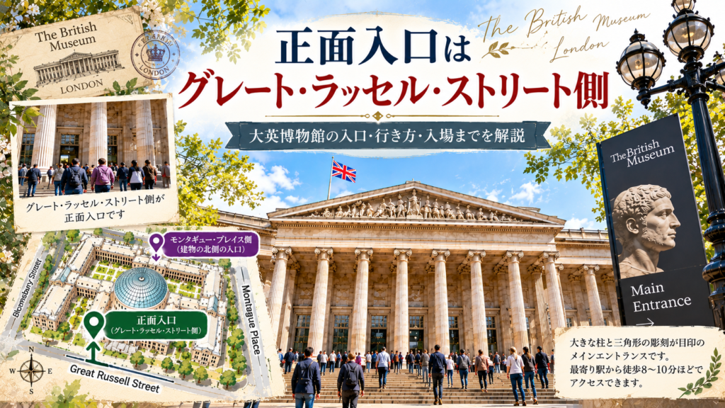 正面入り口のグレートラッセルストリート側が描かれている。